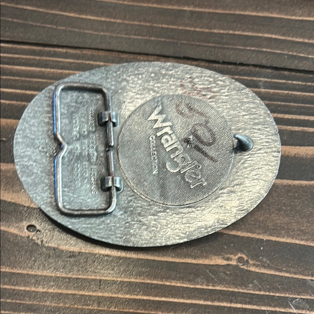 Vintage Belt Buckle Set with Abalone and Silver Tones - Picture 3 of 9